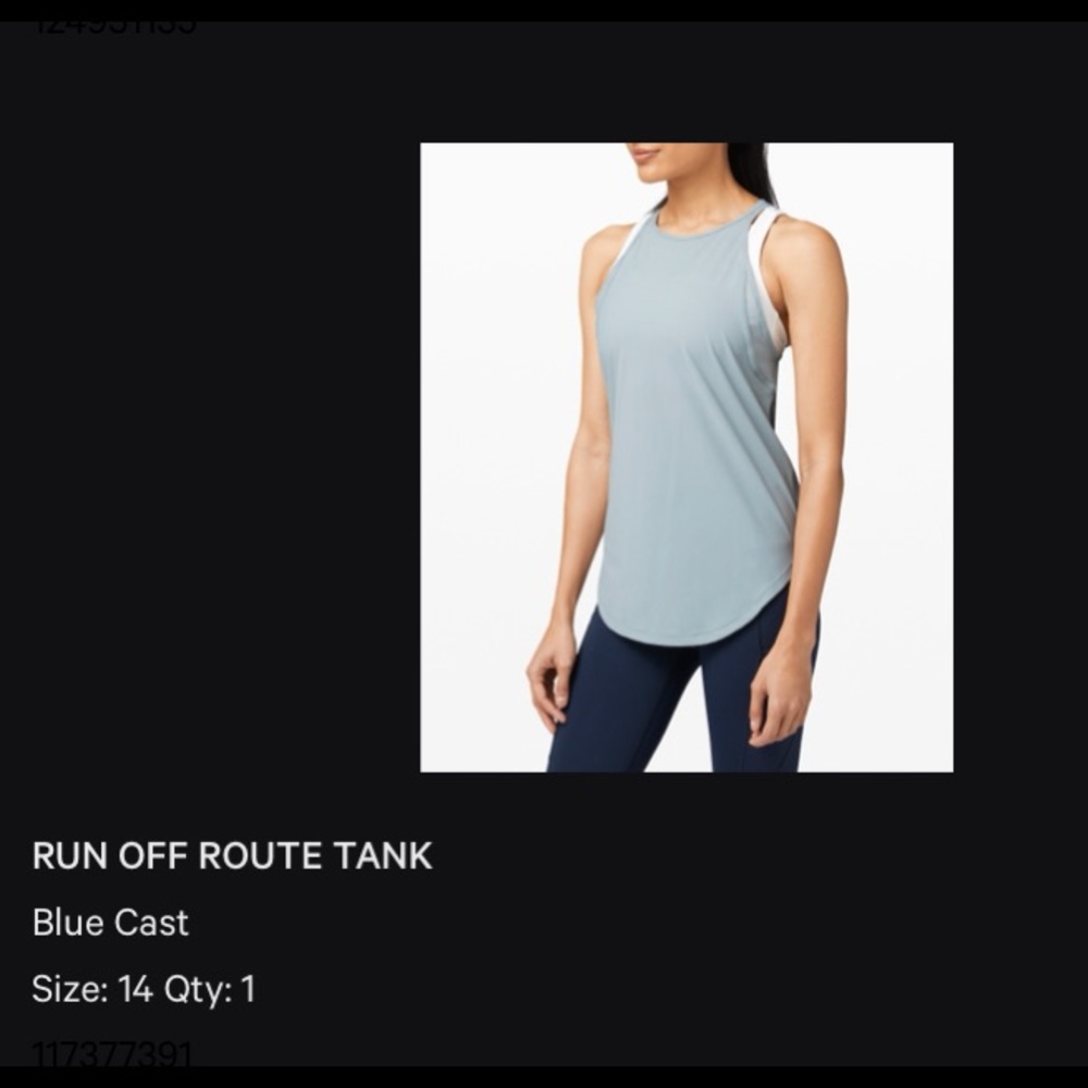 Lululemon run off route tank. Size 14. Blue Cast